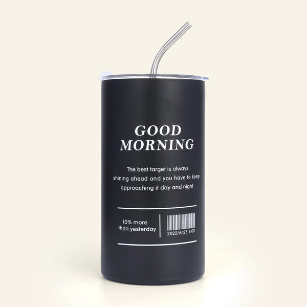 Popular Iced Americano Tumbler Stainless Steel Travel Vacuum Mug Outdoor Insulated Double Layer Coffee Cup with Straw, Hot & Cold